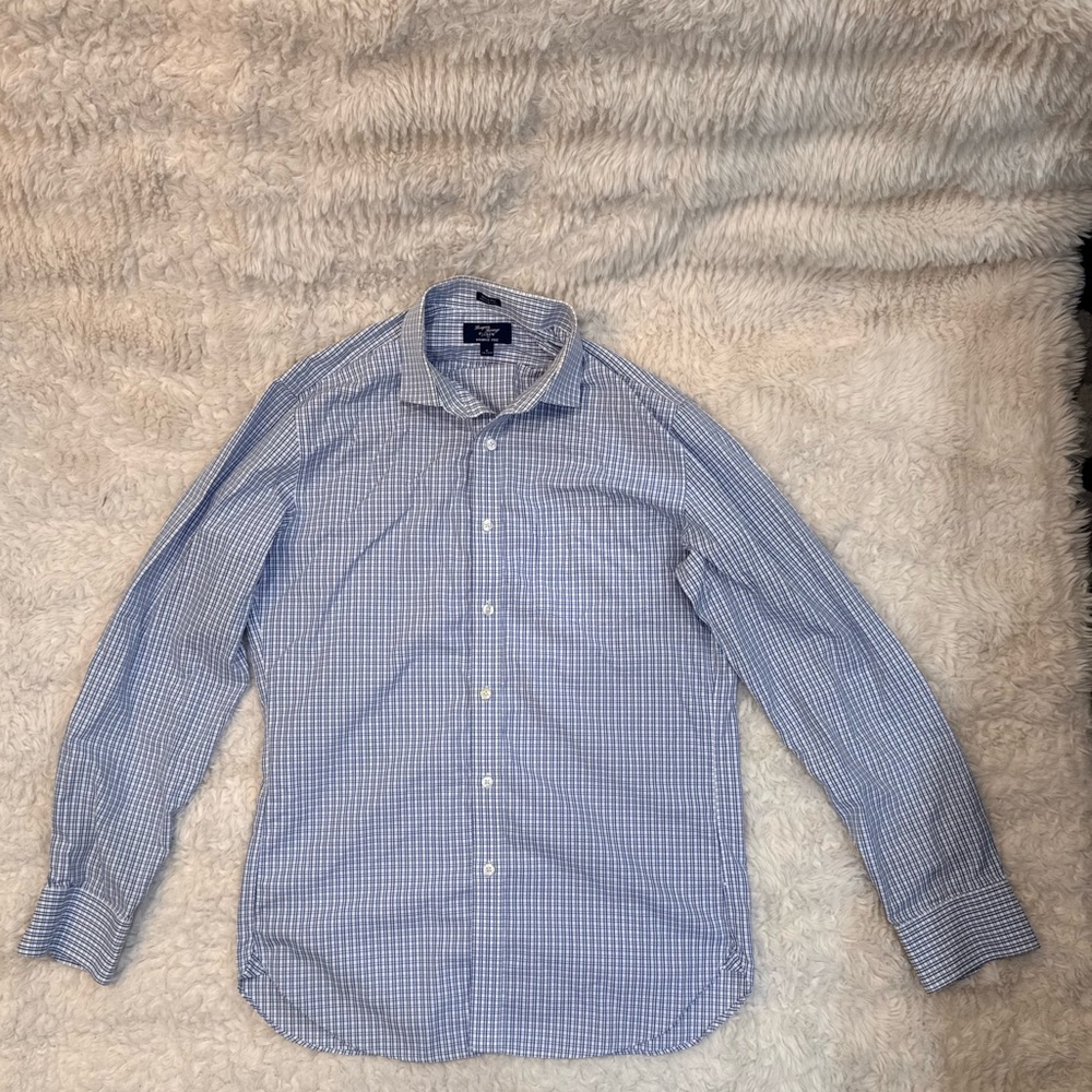 J. Crew Blue White Gingham Men's Dress Shirt